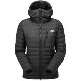Mountain Equipment Earthrise Hooded Women's Jacket in Black - front view showing 100% recycled down insulation and stitch-through baffle construction