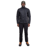 Mountain Equipment Earthrise Men's Jacket in Black - back view showing fit and recycled down insulation