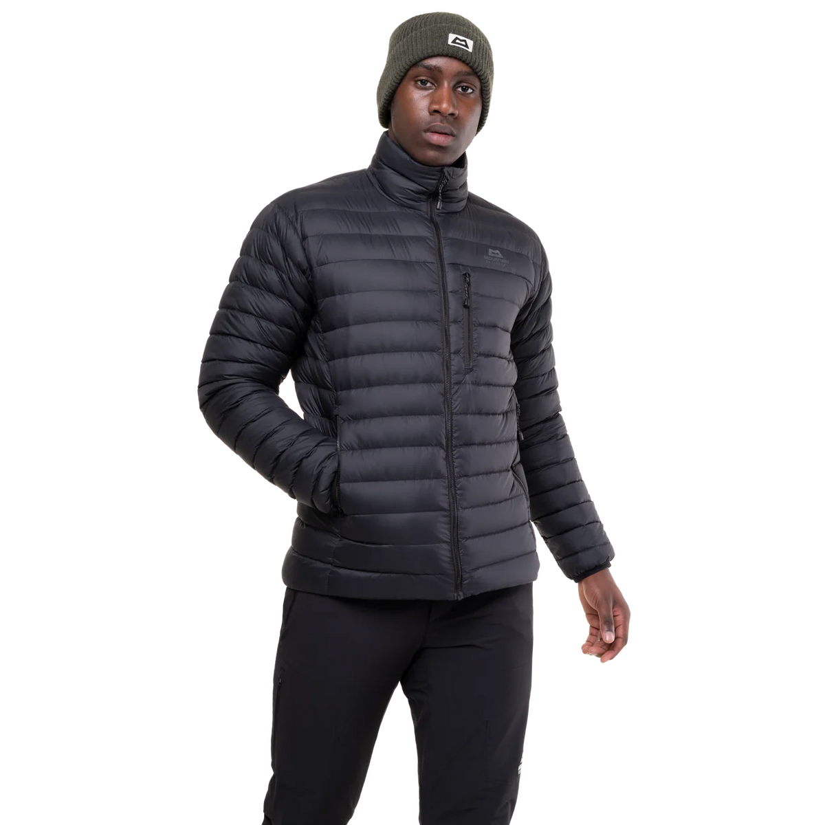 Zipped chest pocket detail on Mountain Equipment Earthrise Men's Jacket in Black