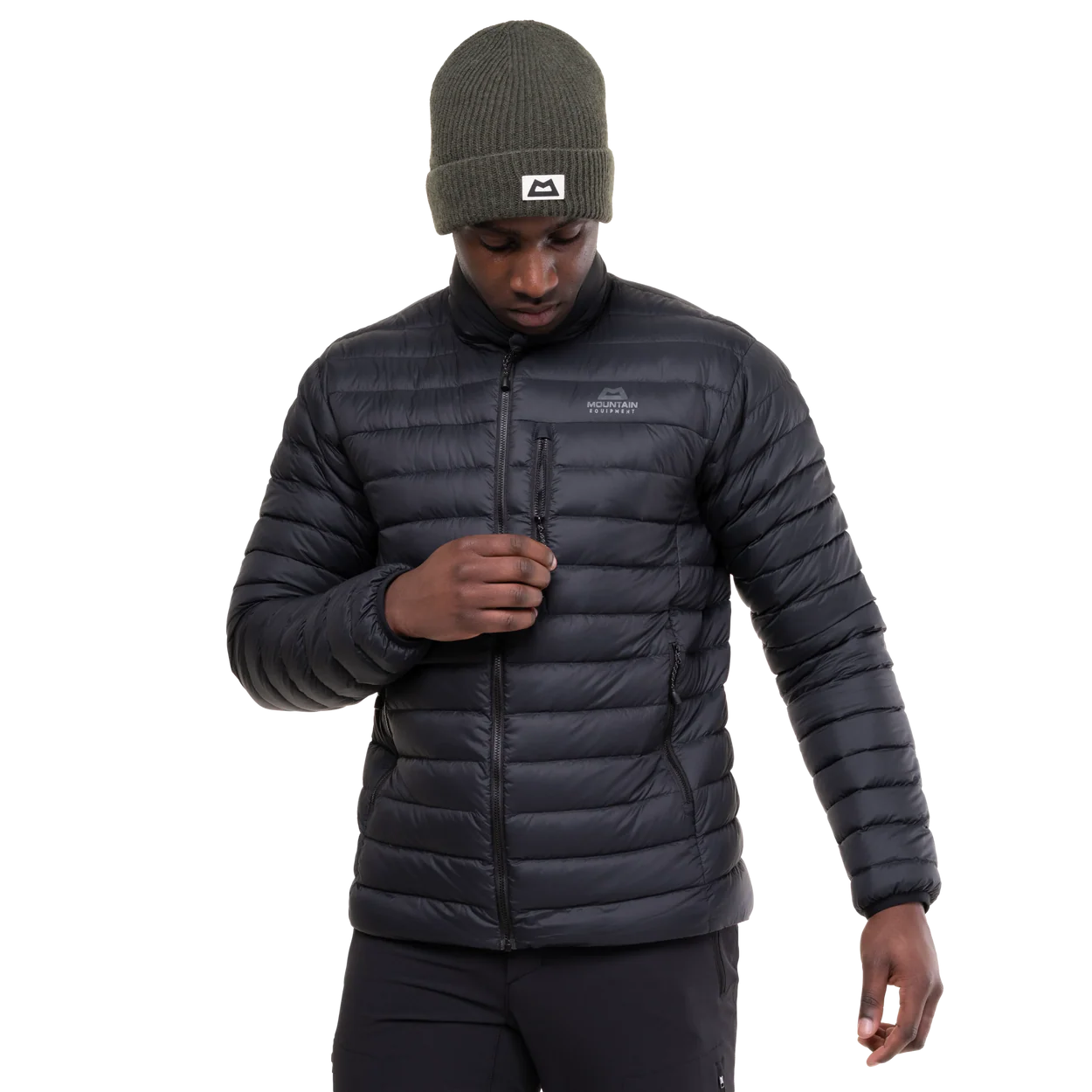 100% recycled Earthrise 20 denier outer fabric detail on Mountain Equipment Earthrise Men's Jacket in Black