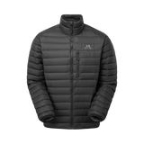 Mountain Equipment Earthrise Men's Jacket in Black - front view showing 100% recycled down insulation and stitch-through baffle construction