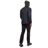 Mountain Equipment Earthrise Men's Jacket in Black packed into hand pocket showing twin karabiner carry loops