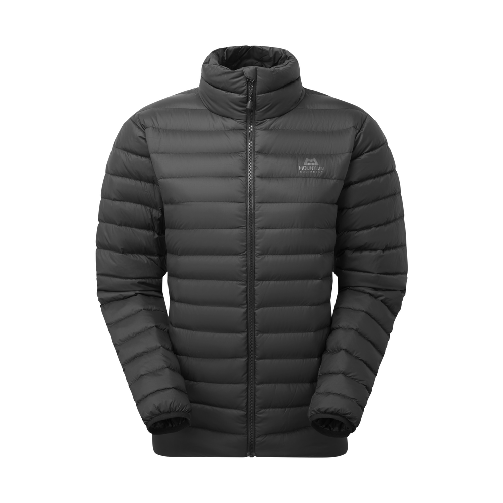 Mountain Equipment Earthrise Women's Jacket in Black - front view showing 100% recycled down insulation and stitch-through baffle construction