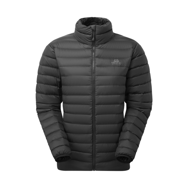 Mountain Equipment Earthrise Women's Jacket in Black - front view showing 100% recycled down insulation and stitch-through baffle construction