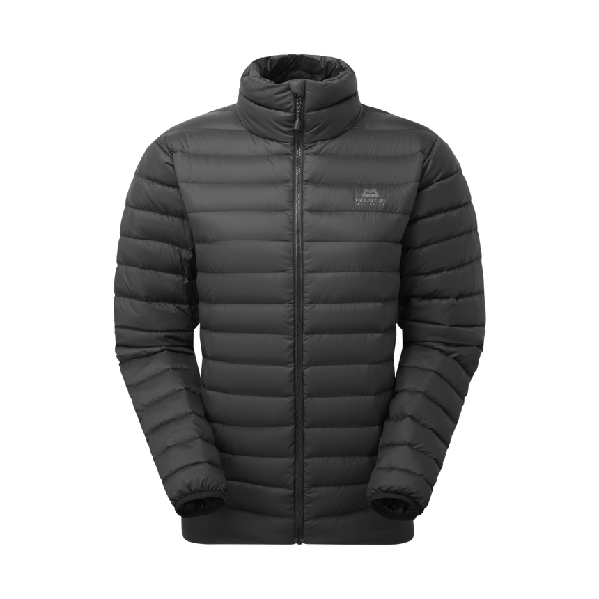 Mountain Equipment Earthrise Women's Jacket in Black - front view showing 100% recycled down insulation and stitch-through baffle construction
