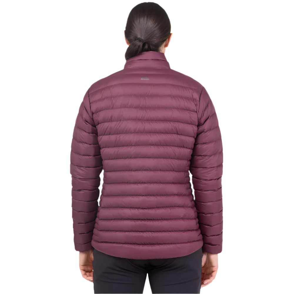 Mountain Equipment Earthrise Women's Jacket in Raisin - back view showing fit and recycled down insulation