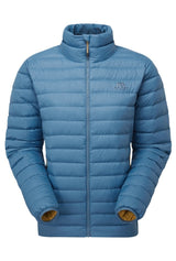 Mountain Equipment Earthrise Women's Jacket in Stellar Blue - front view showing 100% recycled down insulation and stitch-through baffle construction