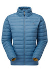 Mountain Equipment Earthrise Women's Jacket in Stellar Blue - front view showing 100% recycled down insulation and stitch-through baffle construction