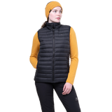Mountain Equipment Earthrise Women's Vest in Black - back view showing fit and recycled down insulation