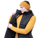 Zipped chest pocket detail on Mountain Equipment Earthrise Women's Vest in Black
