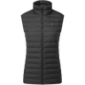 Mountain Equipment Earthrise Women's Vest in Black - front view showing 100% recycled down insulation and stitch-through baffle construction