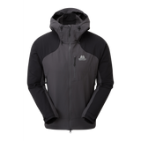 Mountain Equipment Frontier Men's Jacket in Anvil Grey/Black - back view showing articulated pre-shaped sleeves