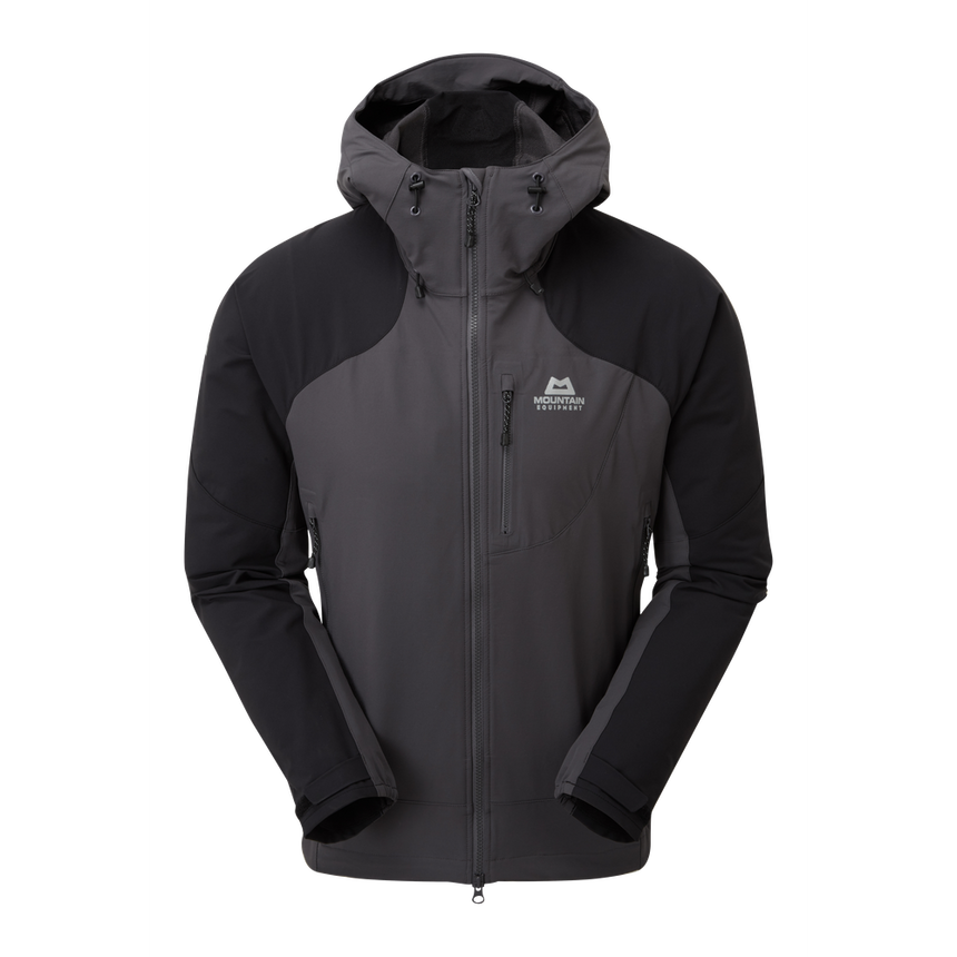 Mountain Equipment Frontier Men's Jacket in Anvil Grey/Black - back view showing articulated pre-shaped sleeves