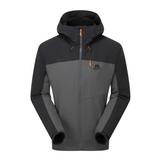 Mountain Equipment Frontier Men's Jacket in Anvil Grey/Black - back view showing articulated pre-shaped sleeves