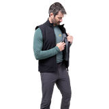 YKK moulded centre front zip detail on Mountain Equipment Frontier Men's Vest in Black