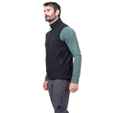 Zipped hand pocket detail on Mountain Equipment Frontier Men's Vest in Black