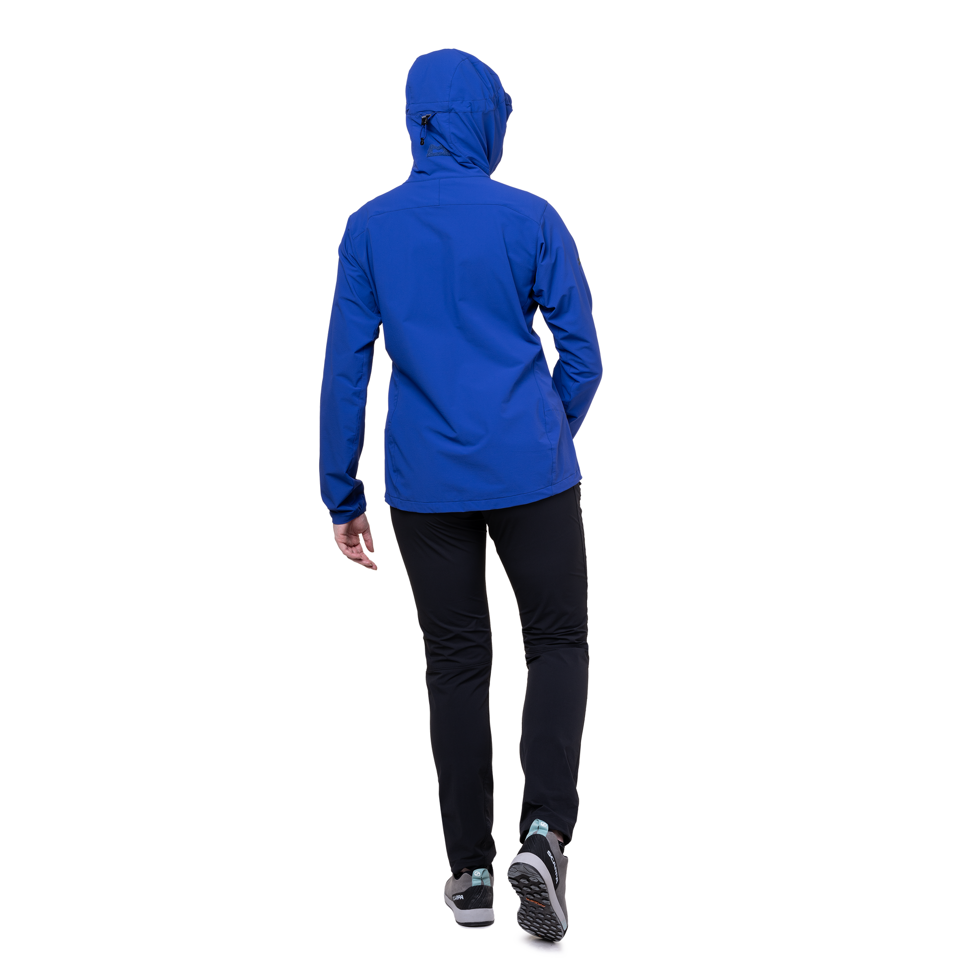 Zipped chest pocket detail on Mountain Equipment Frontier Women's Jacket in Clematis
