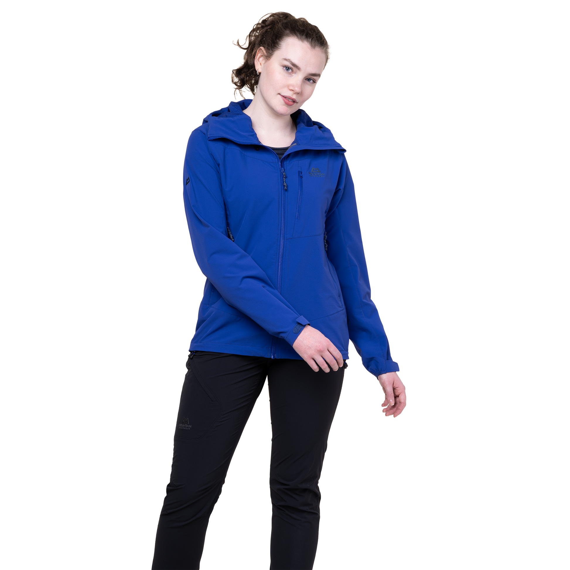 Adjustable cuff with bar tack reinforcement on Mountain Equipment Frontier Women's Jacket in Clematis