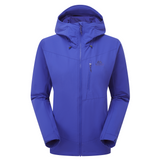 Mountain Equipment Frontier Women's Jacket in Clematis - back view showing articulated pre-shaped sleeves