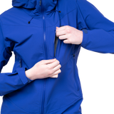 YKK moulded centre front zip detail on Mountain Equipment Frontier Women's Jacket in Clematis