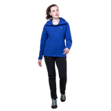 Dual tether hem drawcord detail on Mountain Equipment Frontier Women's Jacket in Clematis