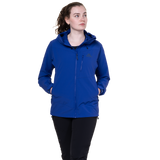 Mountain Equipment Frontier Women's Jacket in Clematis - side view showing alpine fit and stitched hem