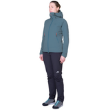 Adjustable cuff with bar tack reinforcement on Mountain Equipment Frontier Women's Jacket in Indian Teal