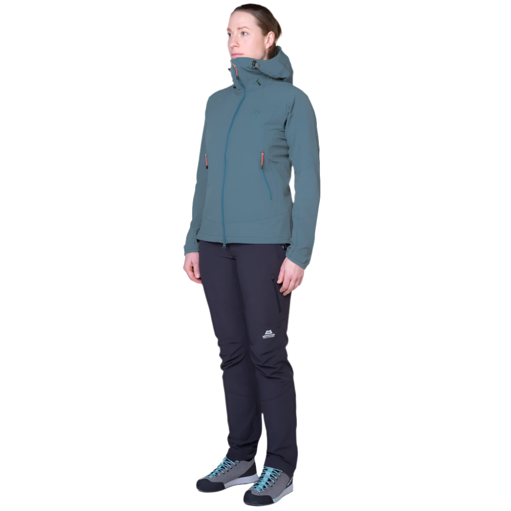 Adjustable cuff with bar tack reinforcement on Mountain Equipment Frontier Women's Jacket in Indian Teal
