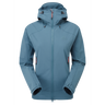 Mountain Equipment Frontier Women's Jacket in Indian Teal - front view showing EXOLITE 210 softshell fabric and alpine fit