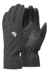 Mountain Equipment G2 Alpine Women's Glove in Black/Shadow - front view showing EXOLITE XP softshell fabric