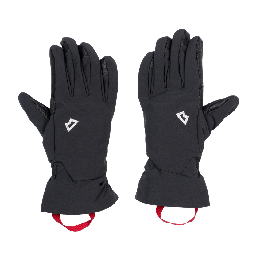 Mountain Equipment G2 Alpine Women's Glove in Black/Shadow - palm view showing water-resistant goatskin leather