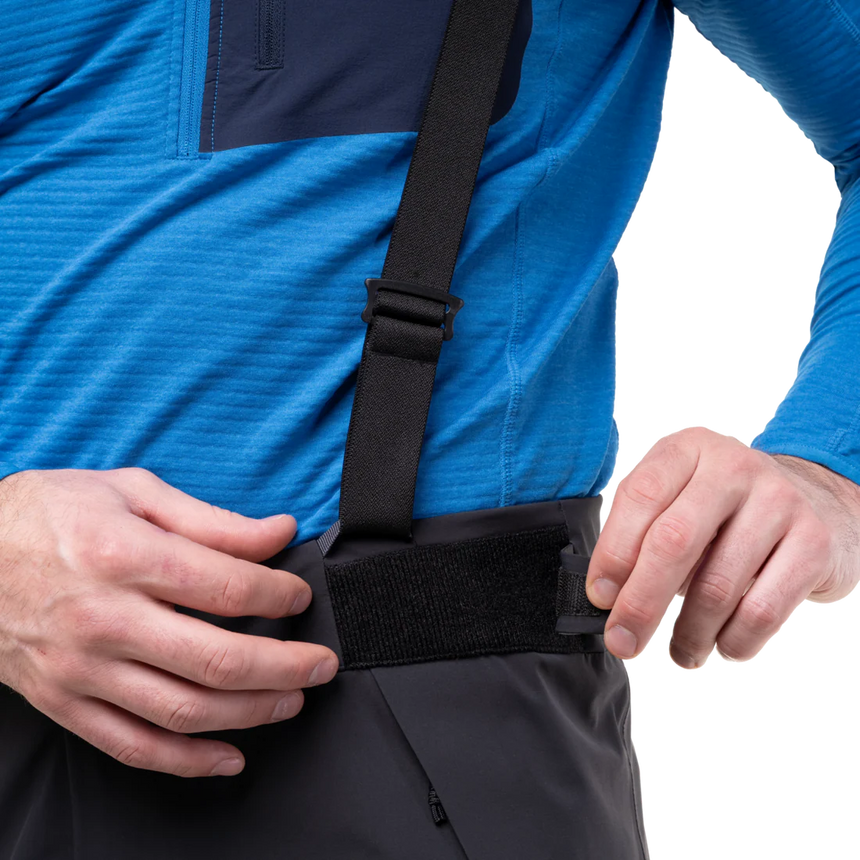 Thigh vent detail on Mountain Equipment G2 Mountain Men's Pant in Black for temperature regulation