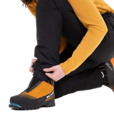 Ankle zip with internal gusset panel on Mountain Equipment G2 Mountain Women's Pant in Black for mountain boots