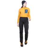 Mountain Equipment G2 Mountain Women's Pant in Black - left side view showing thigh vent