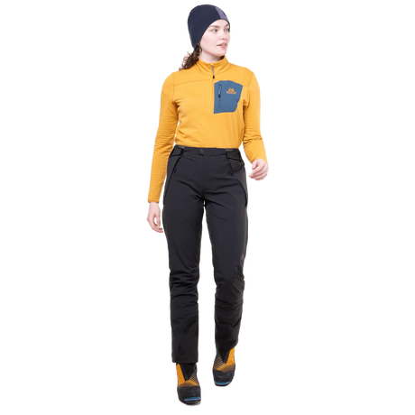 Mountain Equipment G2 Mountain Women's Pant in Black - left side view showing thigh vent