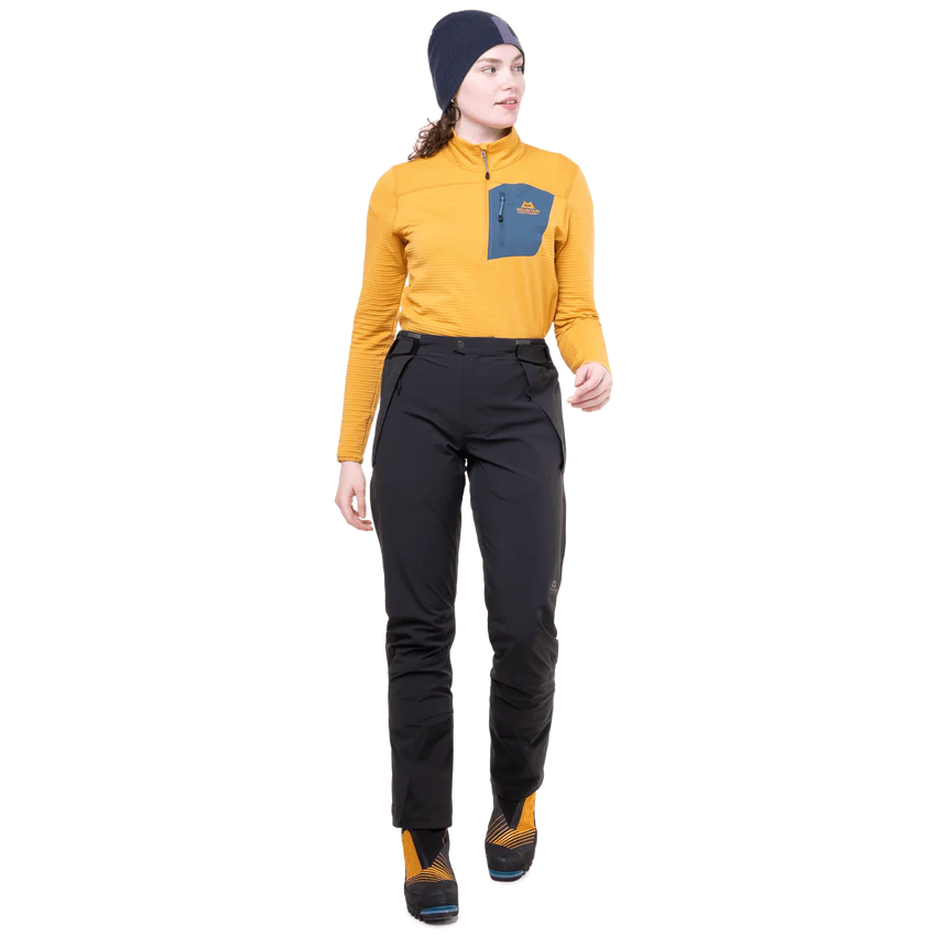 Mountain Equipment G2 Mountain Women's Pant in Black - left side view showing thigh vent