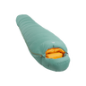 Mountain Equipment Glacier 1000 Women's Sleeping Bag in Sage - product preview showing 950 g of 700+ fill power duck down and Alpine fit construction