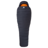 Mountain Equipment Glacier 450 Sleeping Bag in Obsidian - full length view showing tapered Alpine fit and Drilite Loft 30 denier outer fabric