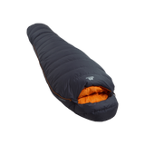 Mountain Equipment Glacier 450 Sleeping Bag in Obsidian - product preview showing 465 g of 700+ fill power duck down and Alpine fit construction