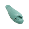 Mountain Equipment Glacier Expedition Women's Sleeping Bag in Sage - full length view showing roomy Women's Expedition fit and trapezoid baffle construction