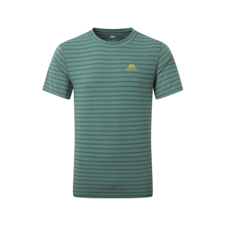 Mountain Equipment Groundup Men's Tee in Fern Stripe - front view showing lightweight stretchy drirelease TENCEL construction
