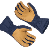 Single-handed drawcord closure detail on Mountain Equipment Guide Glove in Cosmos/Tan