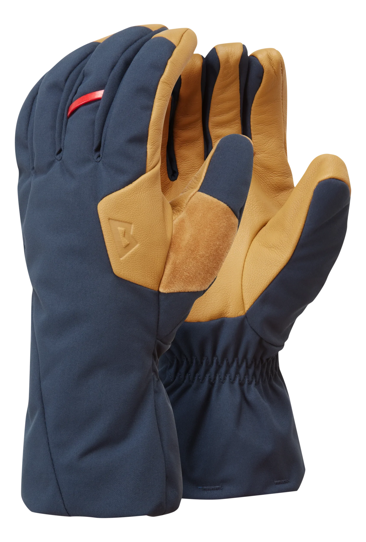 Mountain Equipment Guide Glove in Cosmos/Tan - showing waterproof DRILITE insert and goatskin leather palm