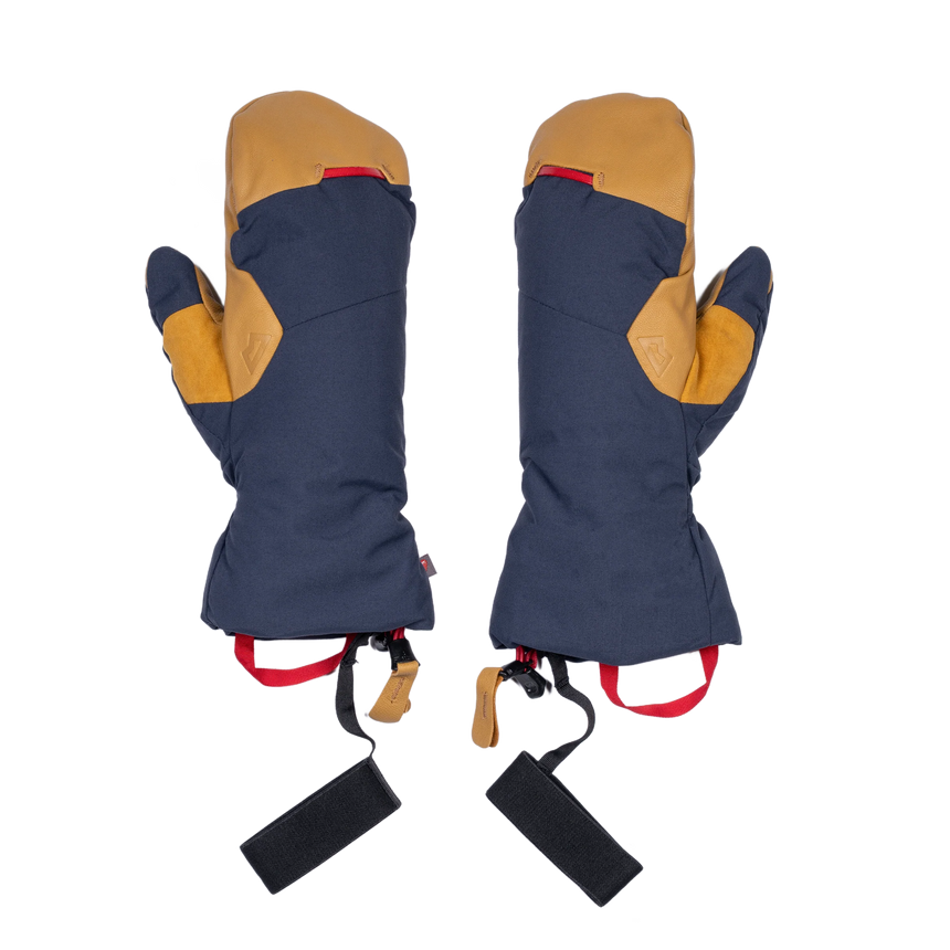 Mountain Equipment Guide Mitt in Cosmos/Tan - front view showing 160D Nylon Oxford outer fabric