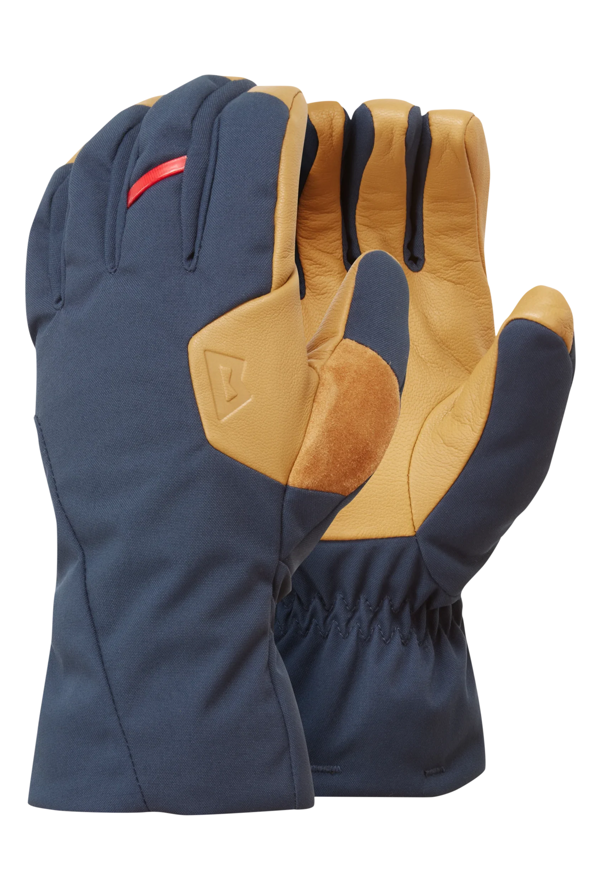 Mountain Equipment Guide Women's Glove in Cosmos/Tan - showing waterproof DRILITE insert and goatskin leather palm
