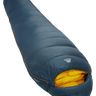 Mountain Equipment Helium 400 Sleeping Bag in Majolica Blue - front view showing recycled Helium 20D outer and Alpine 2.0 fit
