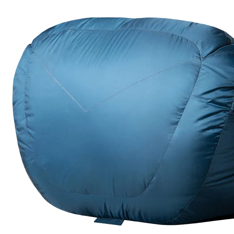 Mountain Equipment Helium 800 Sleeping Bag specification diagram showing Helium 20D baffle construction for maximum down-proofing and wind resistance