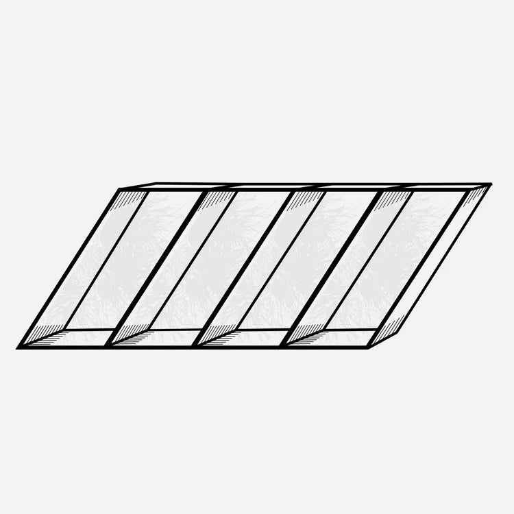 Mountain Equipment Helium GT 250 Sleeping Bag specification diagram showing slanted box-wall baffles throughout the body for maximum warmth and packability