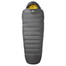 Hood detail on Mountain Equipment Helium GT 600 Sleeping Bag in Anvil Grey showing five-baffle anatomically shaped construction