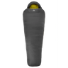 Hood detail on Mountain Equipment Helium GT 800 Sleeping Bag in Anvil Grey showing five-baffle anatomically shaped construction